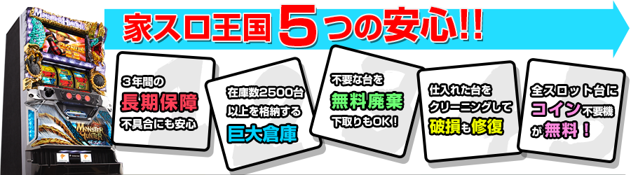 家スロキングダム5つの安心!!